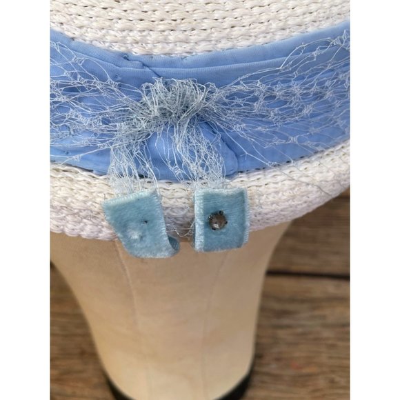 Vintage 1950s Straw Pill Box Hat Whit Rhinestone Bees Bugs - Picture 5 of 16